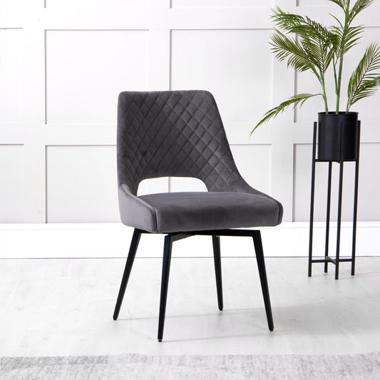 Chelford Graphite Velvet Diamond Stich Back Dining Chair