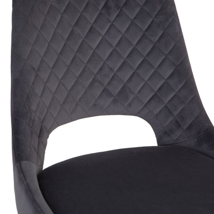 Chelford Graphite Velvet Diamond Stich Back Dining Chair