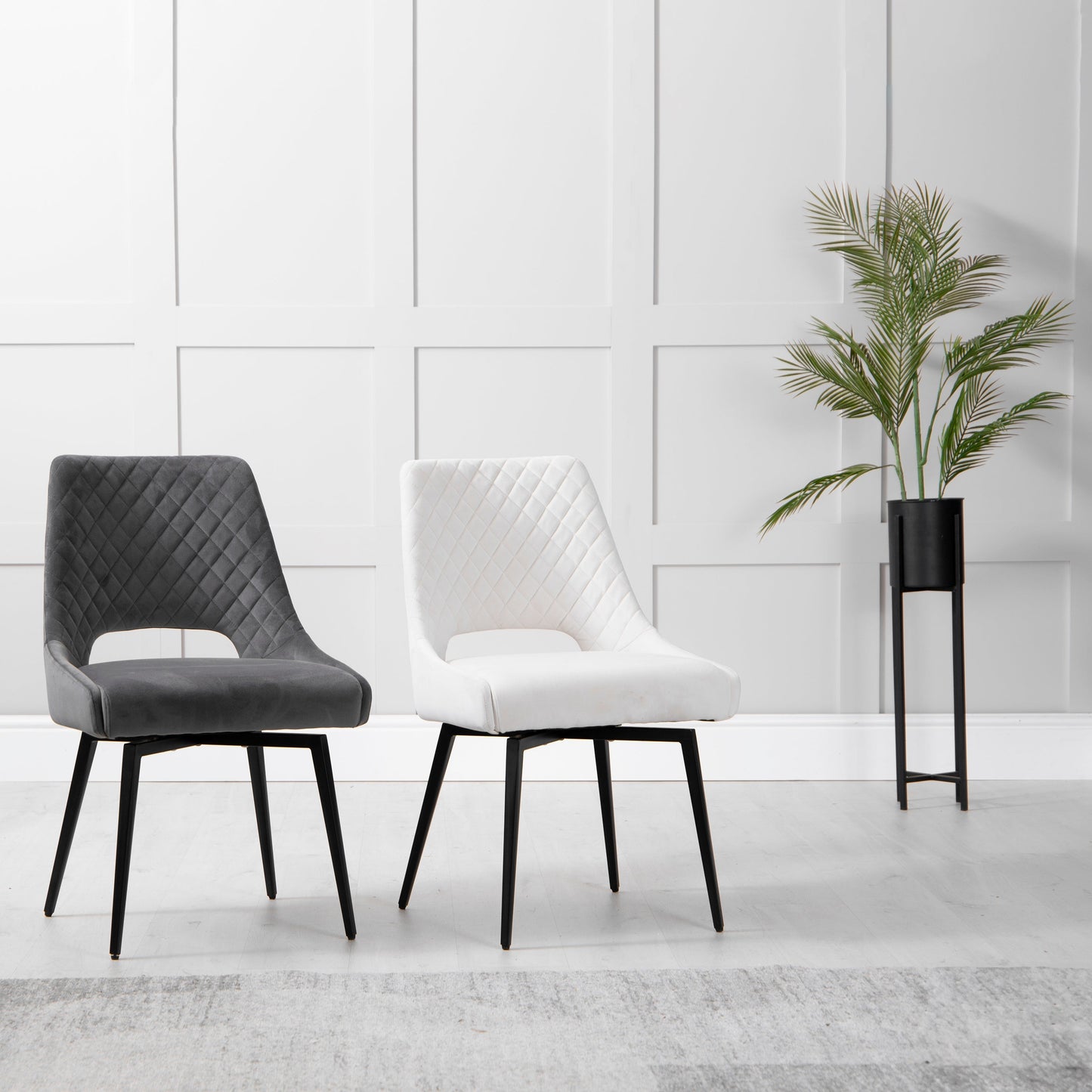 Chelford Limestone Velvet Diamond Stich Back Dining Chair