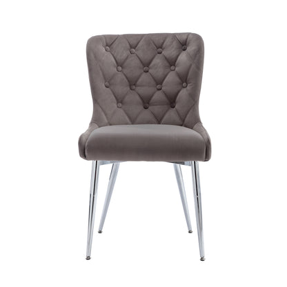 Caldecott Grey Velvet Curved Button Back Dining Chair