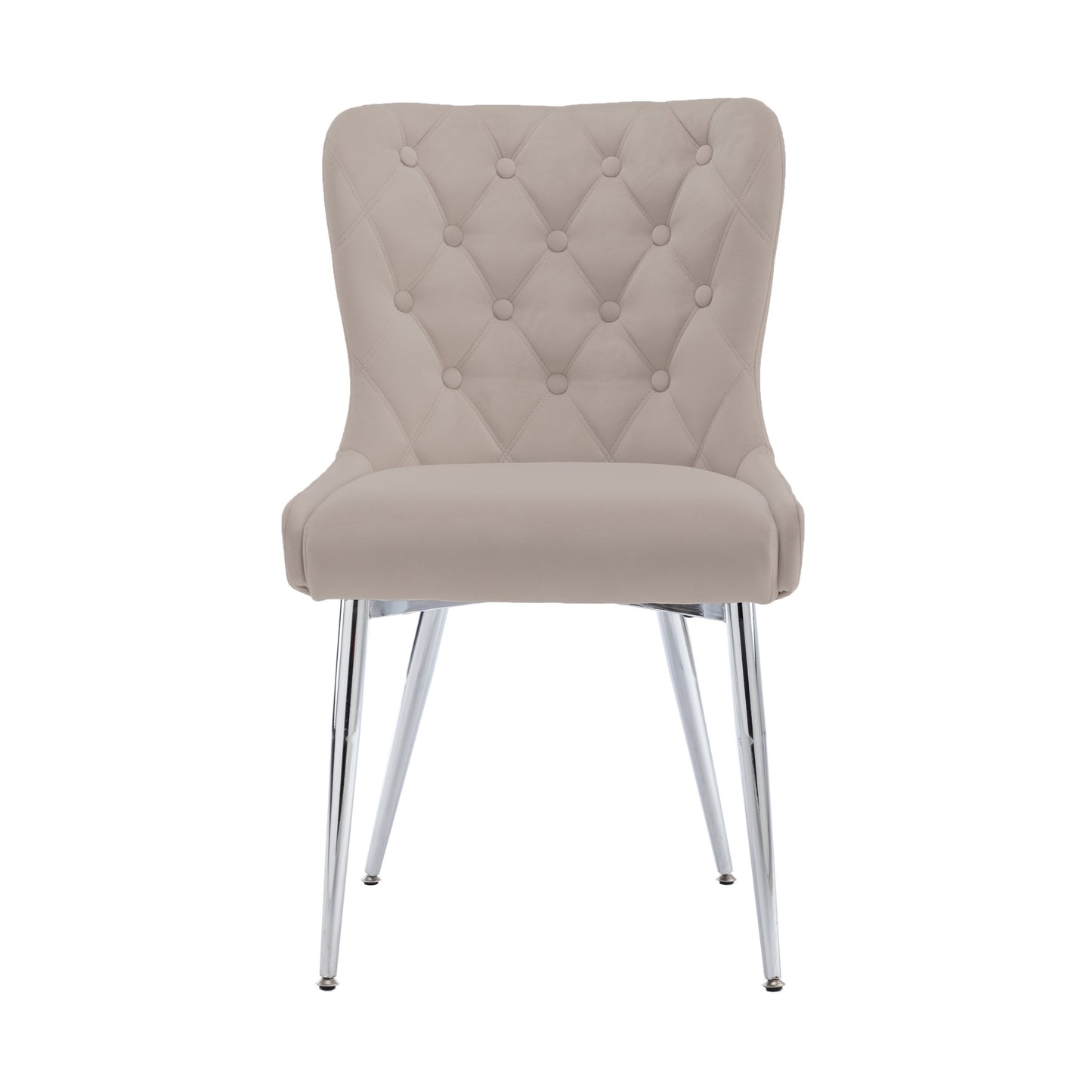 Caldecott Taupe Velvet Curved Button Back Dining Chair