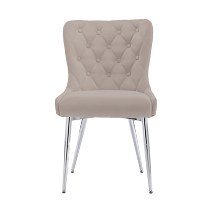 Caldecott Taupe Velvet Curved Button Back Dining Chair