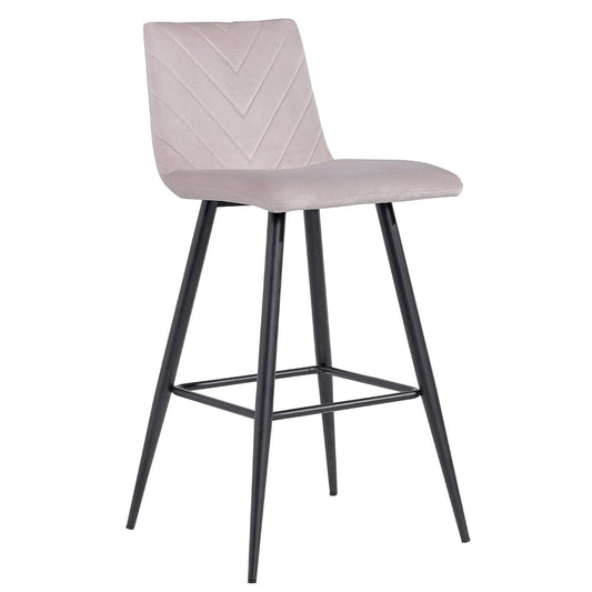 Retro Taupe Velvet Bar Stool