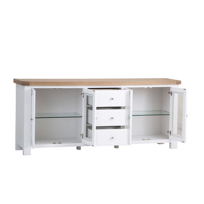 Dorset White Painted Oak 4 Door Extra Large Sideboard