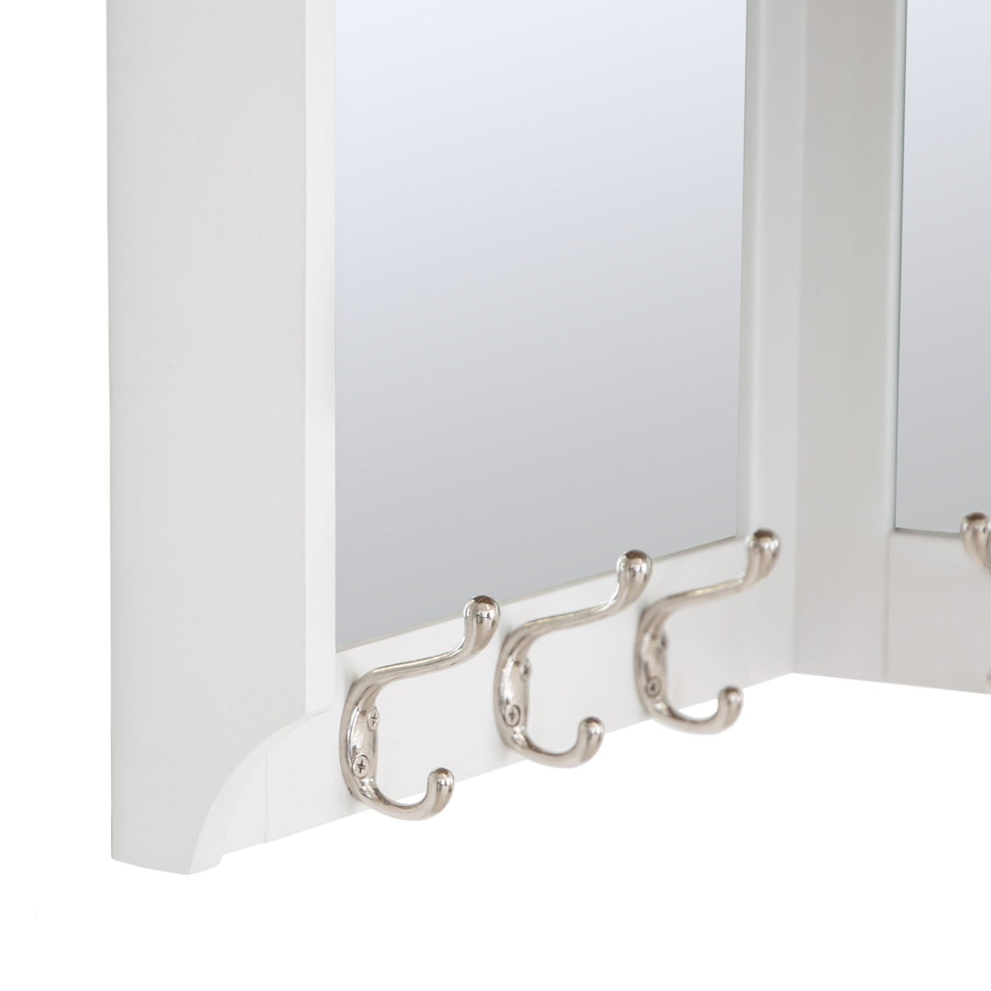 Dorset White Painted Oak Corner Mirrored Coat Rack