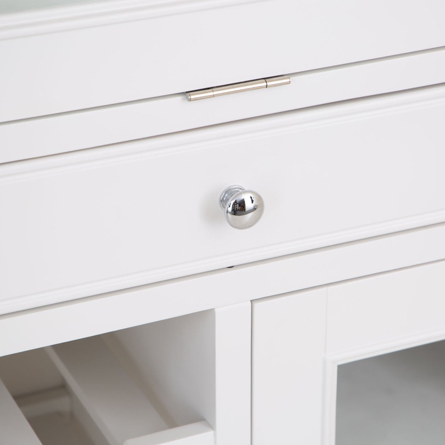 Dorset White Painted Oak Drinks Cabinet with Wine Rack