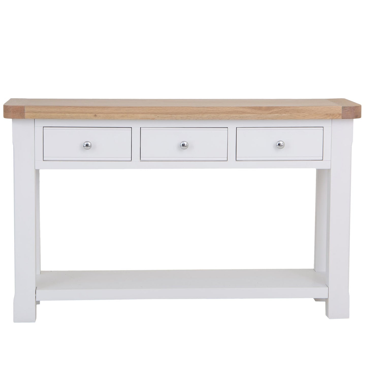 Dorset White Painted Oak Large 3 Drawer Console Table