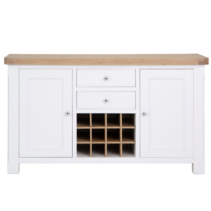 Dorset White Painted Oak Large Sideboard Wine Rack