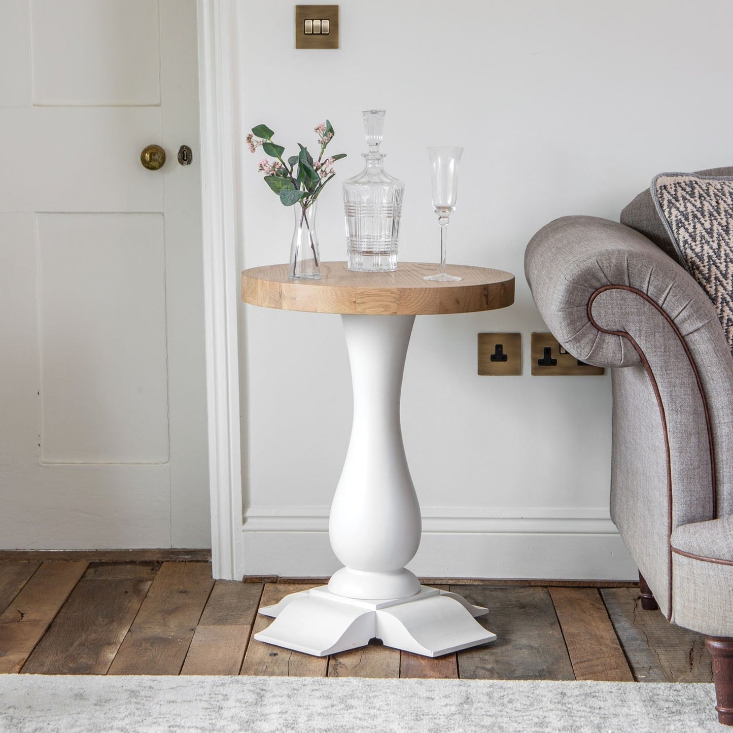 Dorset White Painted Oak Round Wine Table