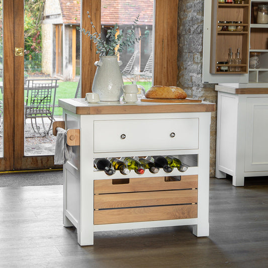 Dorset White Painted Oak Small Kitchen Island