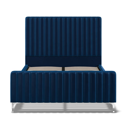 Carloway Royal Blue Velvet Double Upholstered Bed Frame