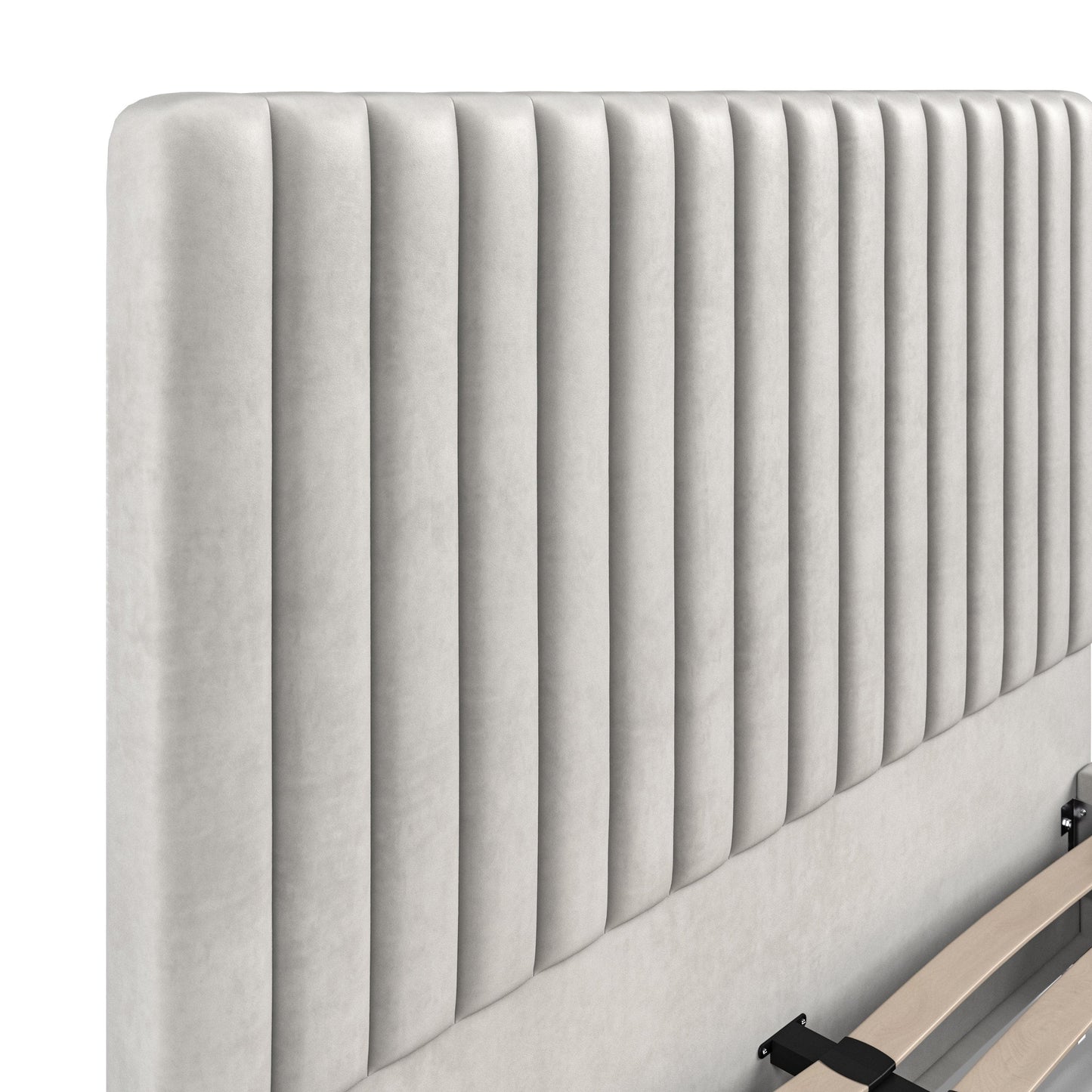 Carloway Silver Velvet Double Upholstered Bed Frame
