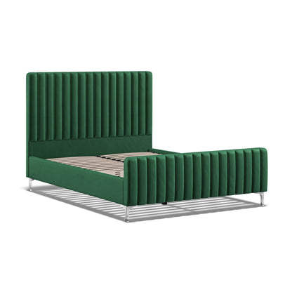 Carloway Green Velvet King Size Upholstered Bed Frame
