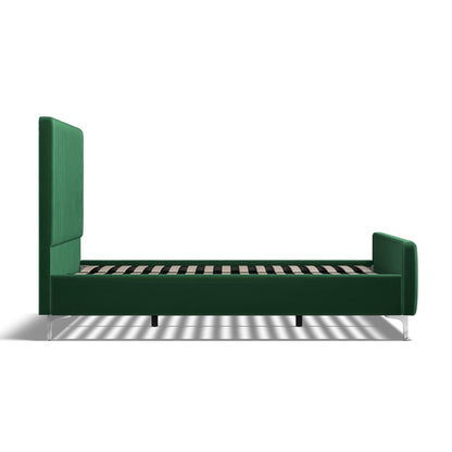 Carloway Green Velvet King Size Upholstered Bed Frame