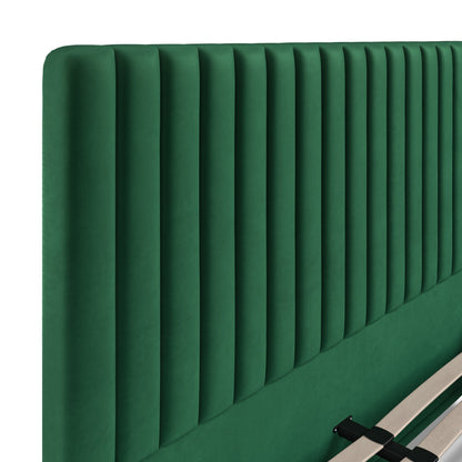 Carloway Green Velvet King Size Upholstered Bed Frame