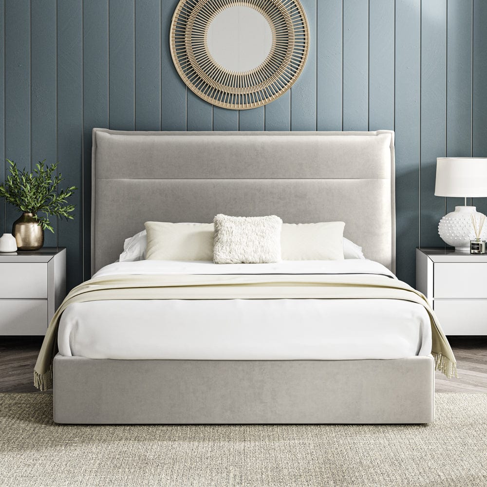 Kenmore Silver Double Upholstered Ottoman Bed Frame