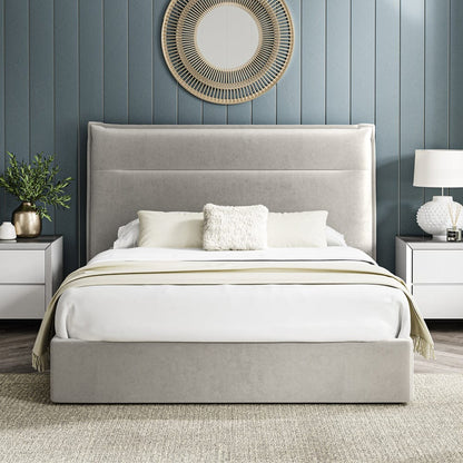 Kenmore Silver Double Upholstered Ottoman Bed Frame