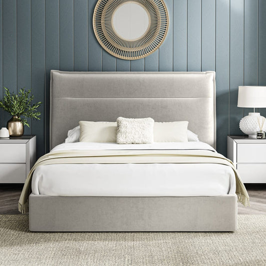 Kenmore Silver Double Upholstered Ottoman Bed Frame
