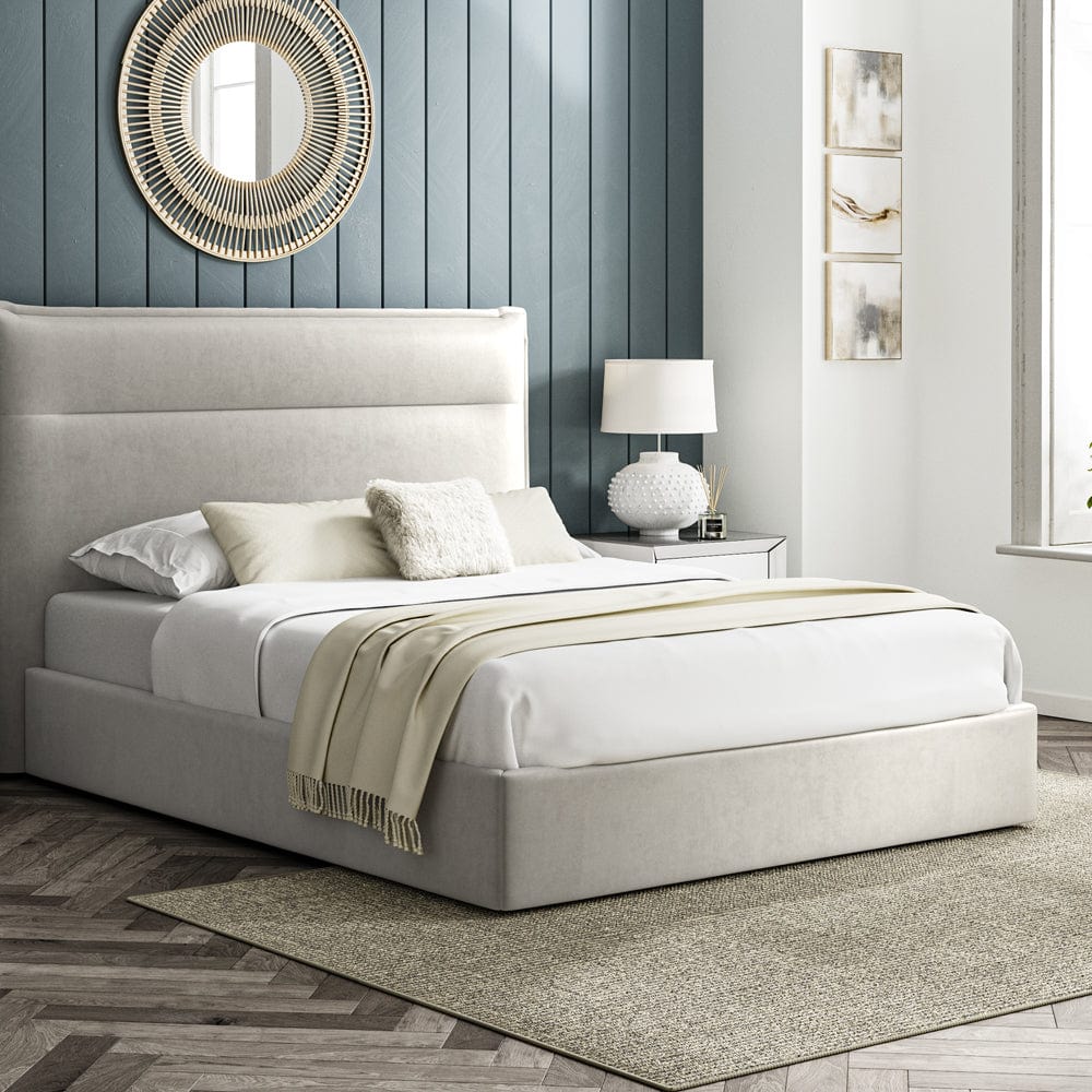 Kenmore Silver Double Upholstered Ottoman Bed Frame