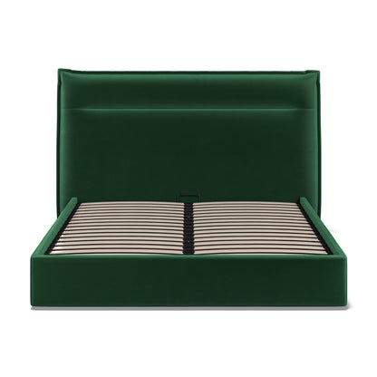 Kenmore Green Velvet King Size Upholstered Ottoman Bed Frame