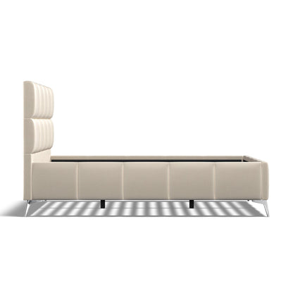 Baymore Beige Linen Double Upholstered Bed Frame