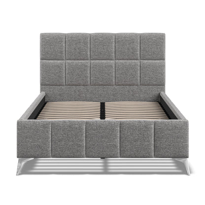 Baymore Dark Grey Linen Double Upholstered Bed Frame