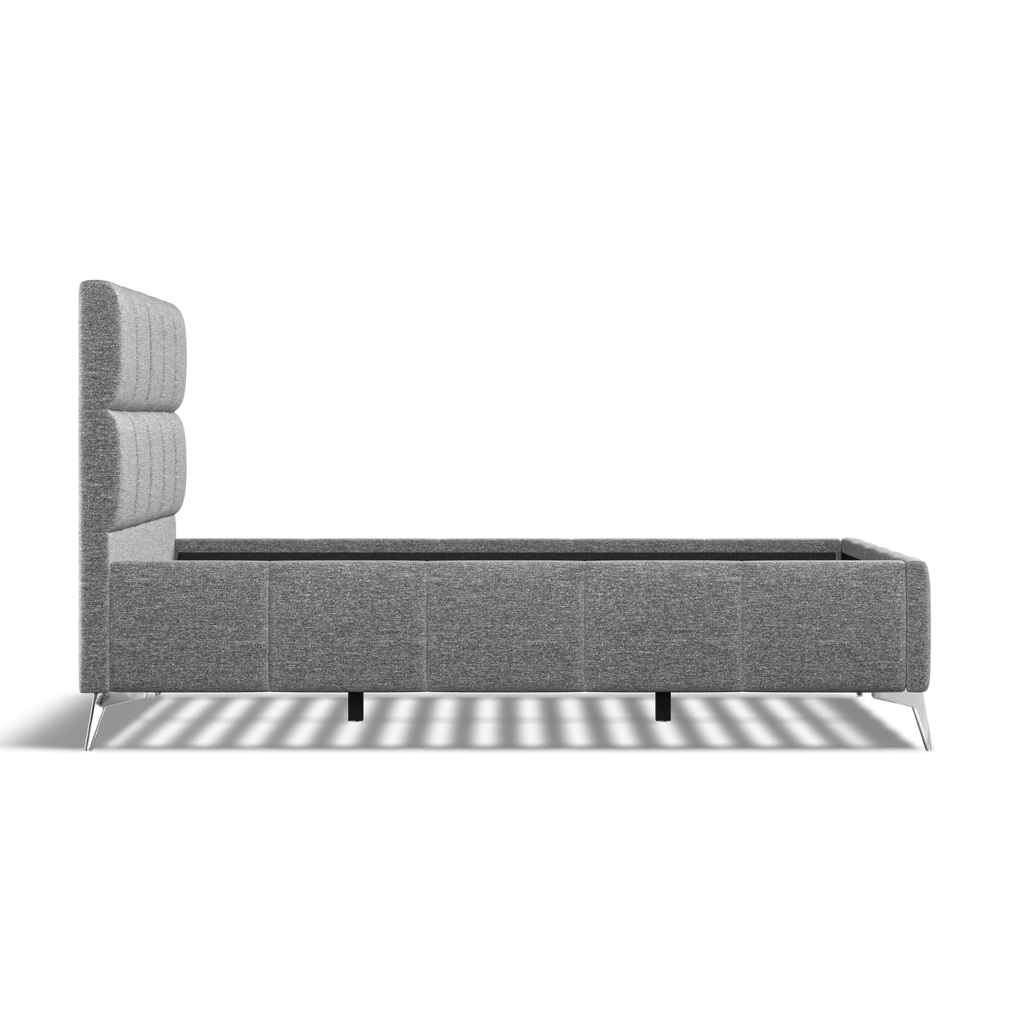 Baymore Dark Grey Linen Double Upholstered Bed Frame