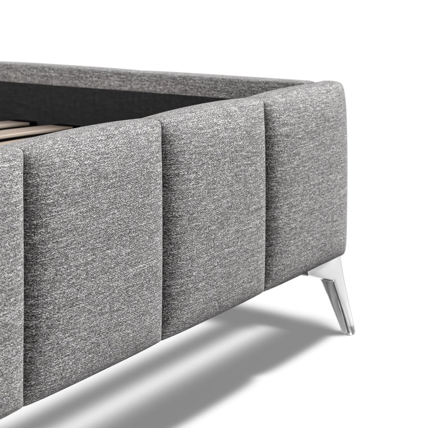 Baymore Dark Grey Linen Double Upholstered Bed Frame