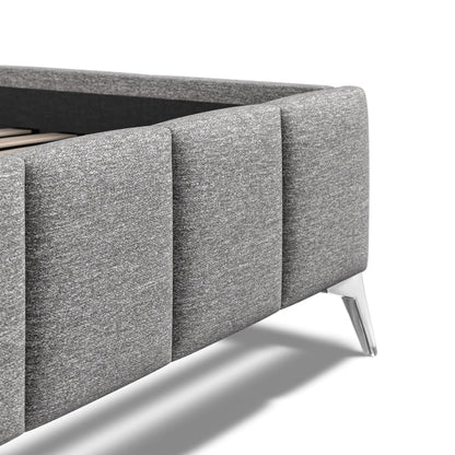 Baymore Dark Grey Linen Double Upholstered Bed Frame