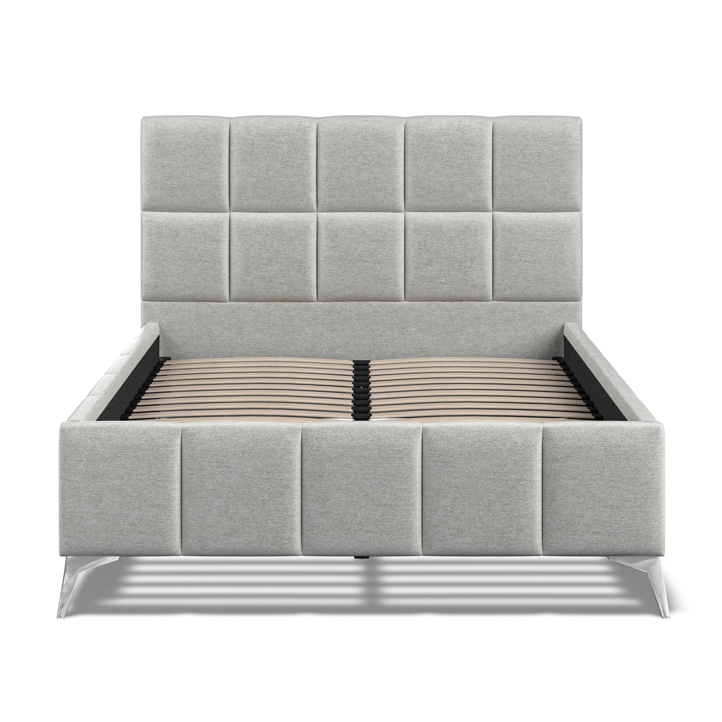 Baymore Grey Linen Double Upholstered Bed Frame