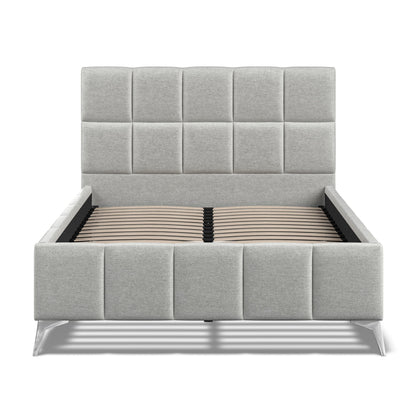 Baymore Grey Linen Double Upholstered Bed Frame