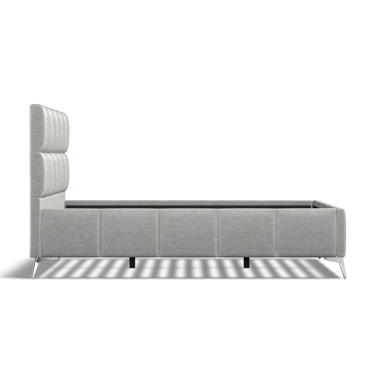 Baymore Grey Linen Double Upholstered Bed Frame