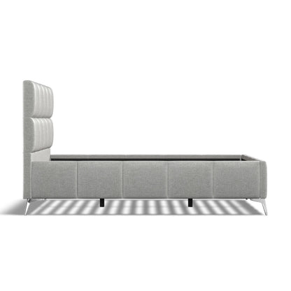 Baymore Grey Linen Double Upholstered Bed Frame