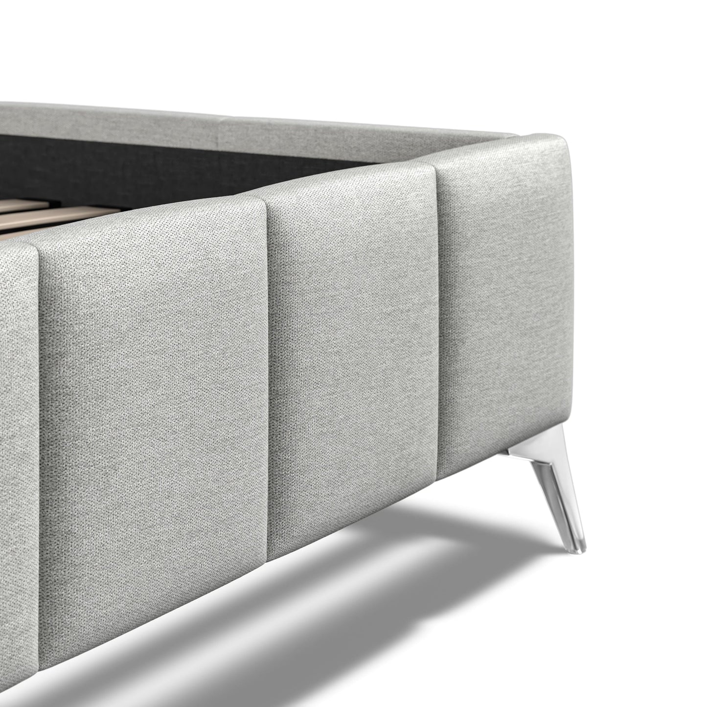 Baymore Grey Linen Double Upholstered Bed Frame