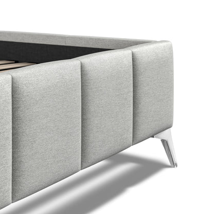 Baymore Grey Linen Double Upholstered Bed Frame