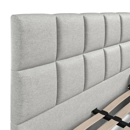 Baymore Grey Linen Double Upholstered Bed Frame