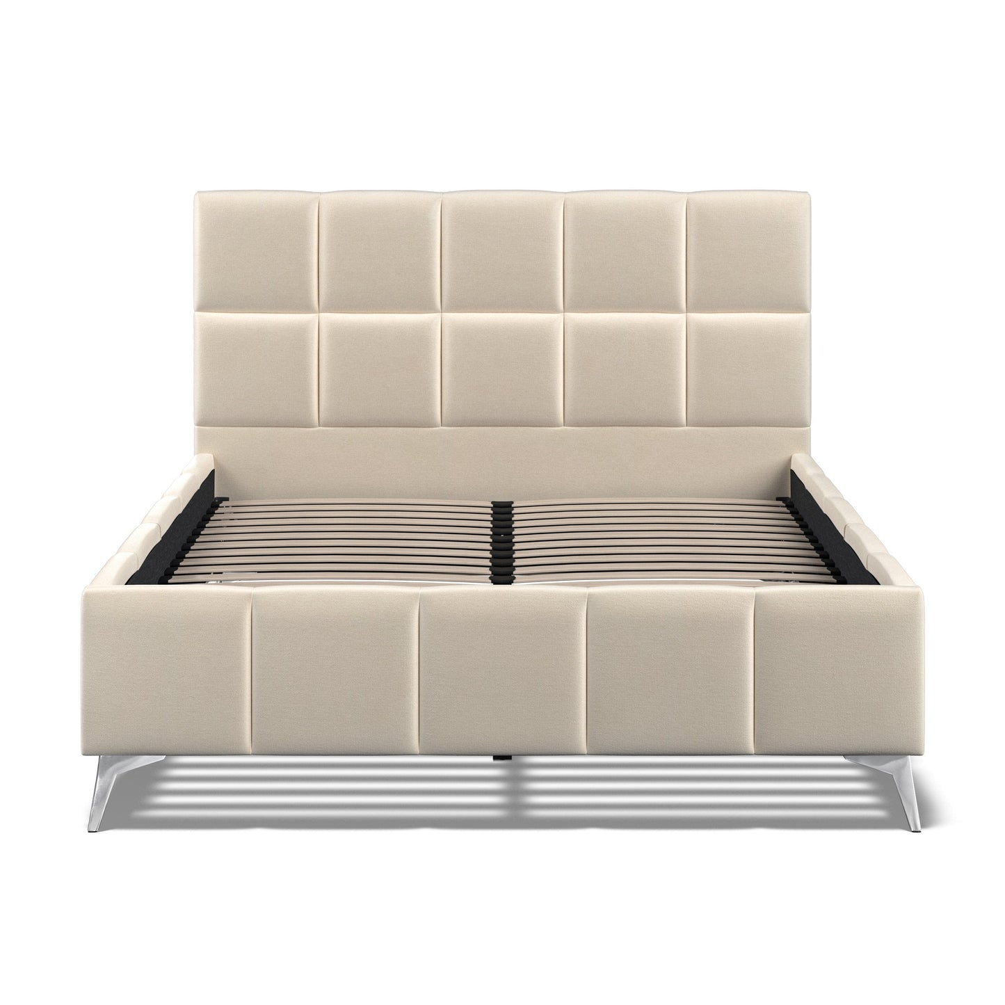 Baymore Beige Linen King Size Upholstered Bed Frame