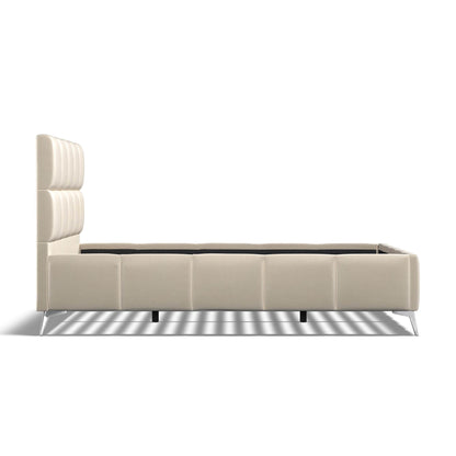 Baymore Beige Linen King Size Upholstered Bed Frame