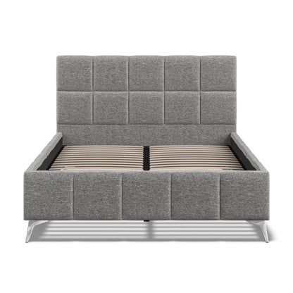 Baymore Dark Grey Linen King Size Upholstered Bed Frame