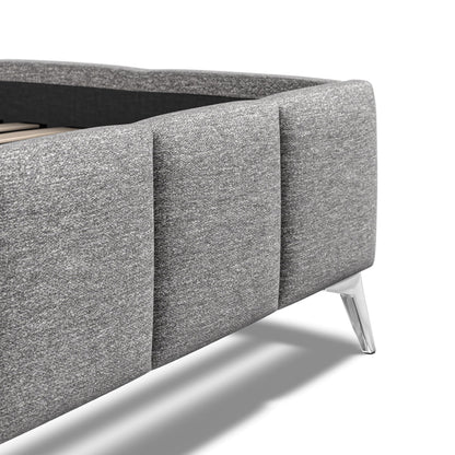 Baymore Dark Grey Linen King Size Upholstered Bed Frame