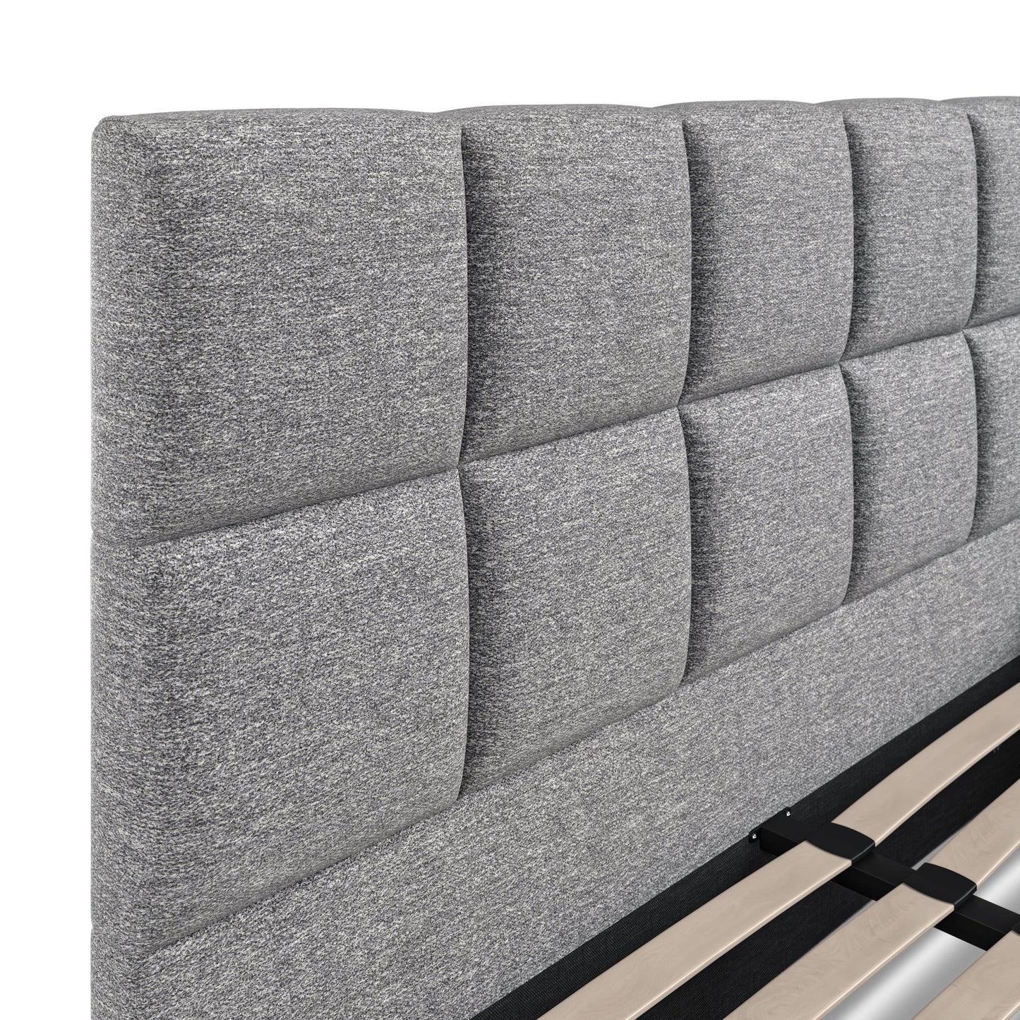 Baymore Dark Grey Linen King Size Upholstered Bed Frame