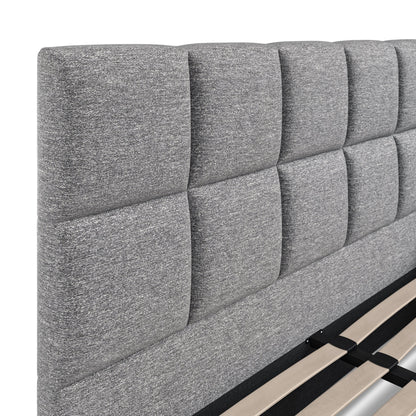 Baymore Dark Grey Linen King Size Upholstered Bed Frame