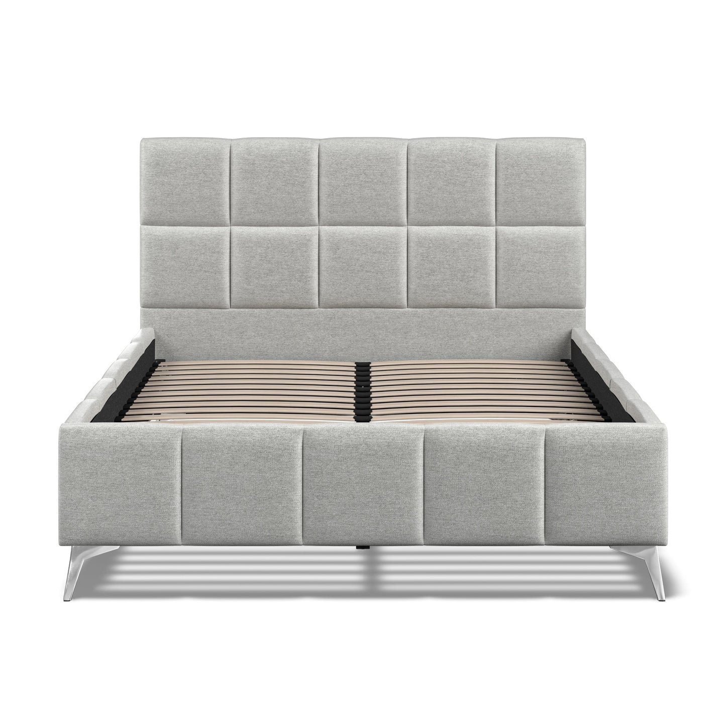 Baymore Grey Linen King Size Upholstered Bed Frame