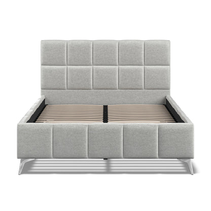 Baymore Grey Linen King Size Upholstered Bed Frame