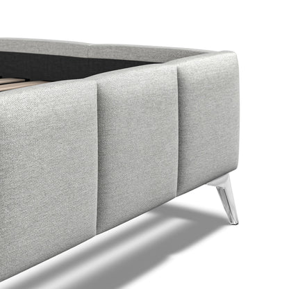 Baymore Grey Linen King Size Upholstered Bed Frame