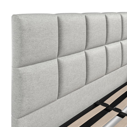 Baymore Grey Linen King Size Upholstered Bed Frame