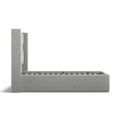 Lowick Grey Linen Double Upholstered Ottoman Bed Frame