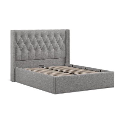 Lowick Dark Grey Linen King Size Upholstered Ottoman Bed Frame