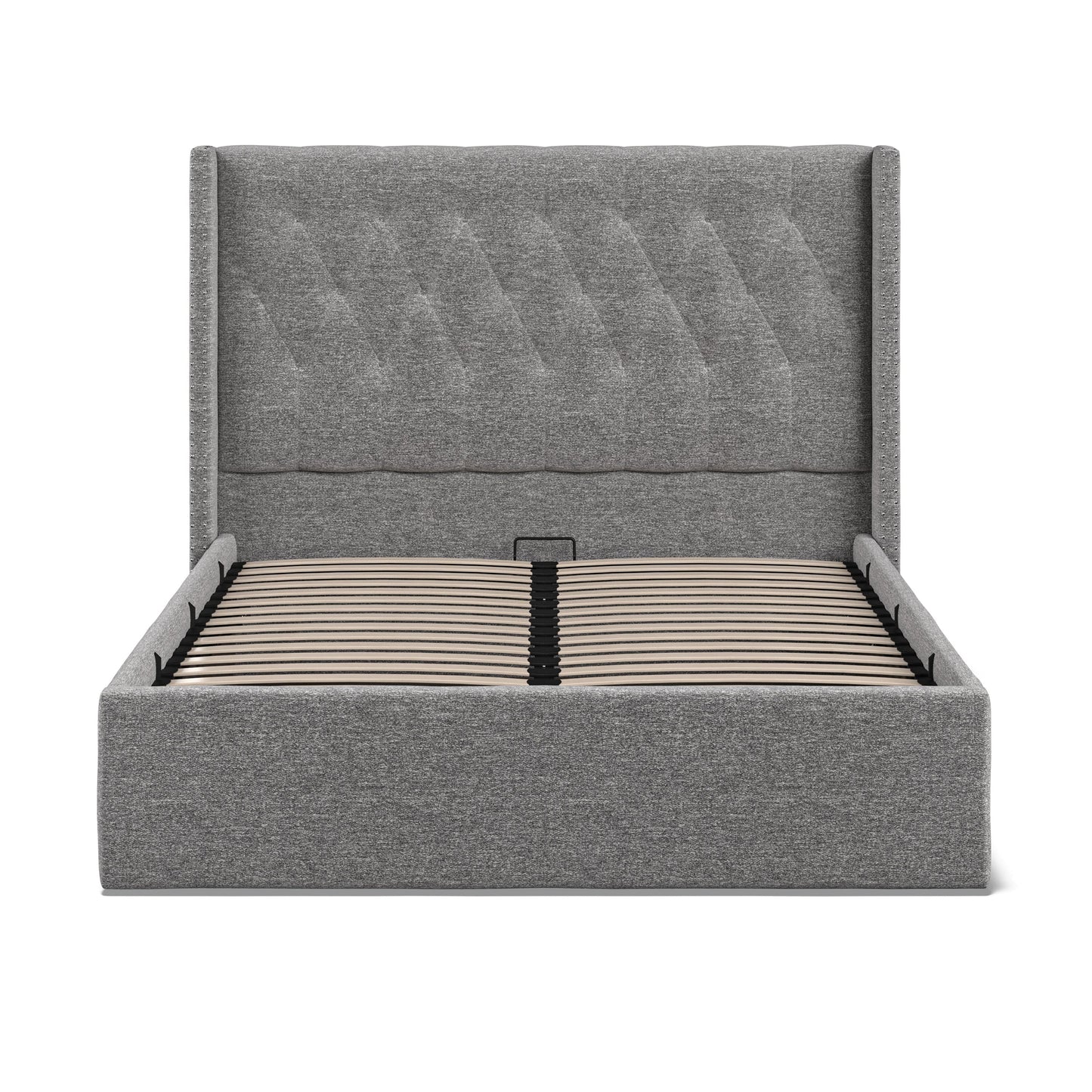 Lowick Dark Grey Linen King Size Upholstered Ottoman Bed Frame