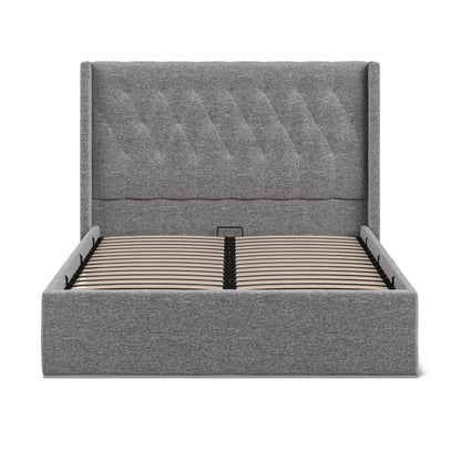 Lowick Dark Grey Linen King Size Upholstered Ottoman Bed Frame